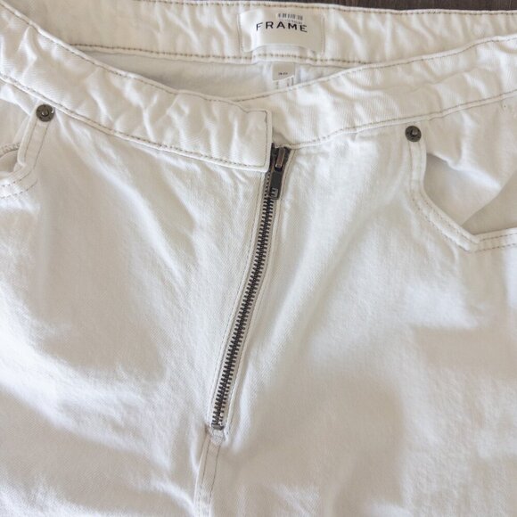 FRAME Angled Zipper Long Barrel Jeans in White Size 30 - Picture 13 of 14